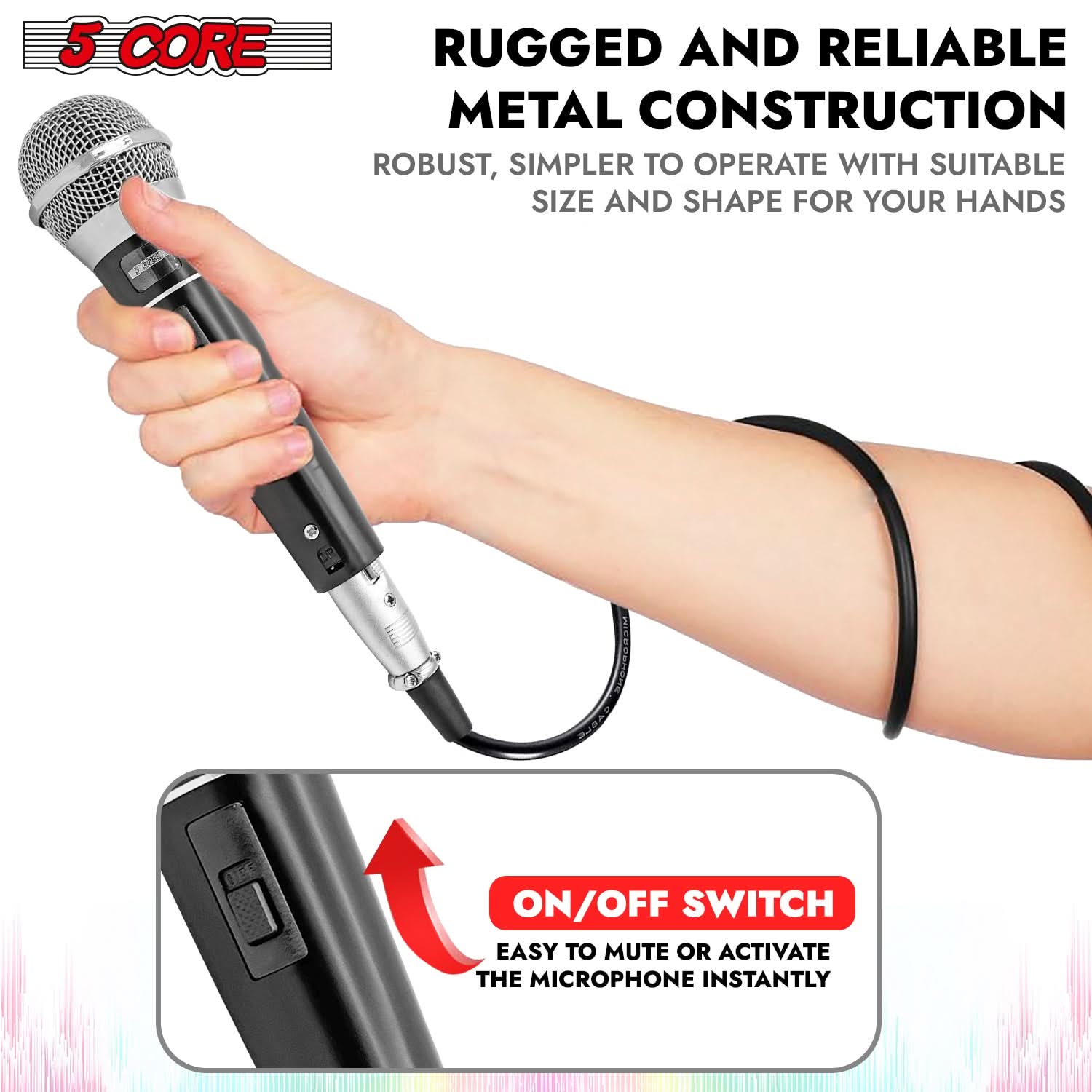 5Core XLR Microphone Dynamic Mic Karaoke Singing Studio Mics Handheld Microfono-2