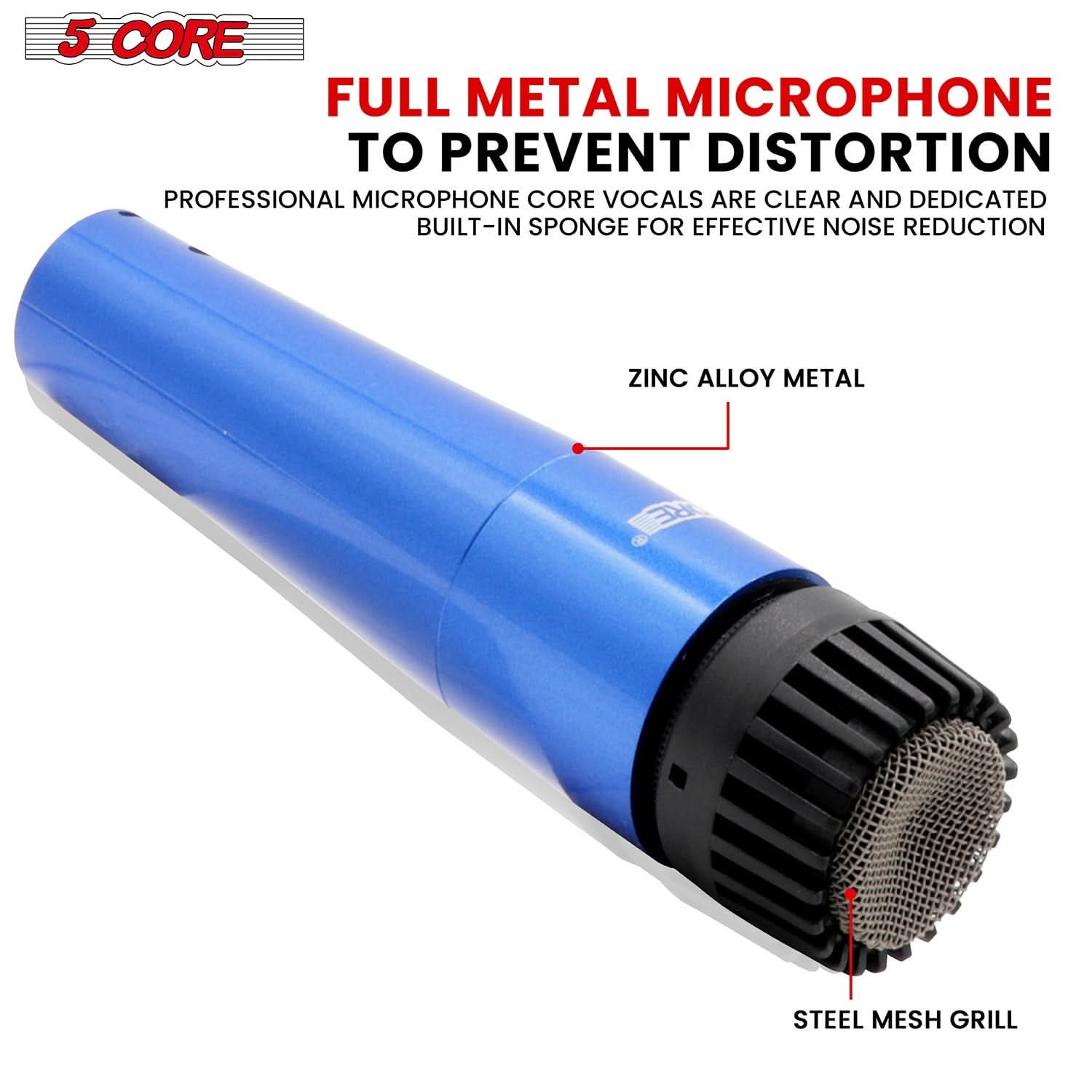 5Core Drum Mic Kit 9 Pcs Kick BassTom Snare Dynamic Mics Instrument Microphone Set BLUE-3