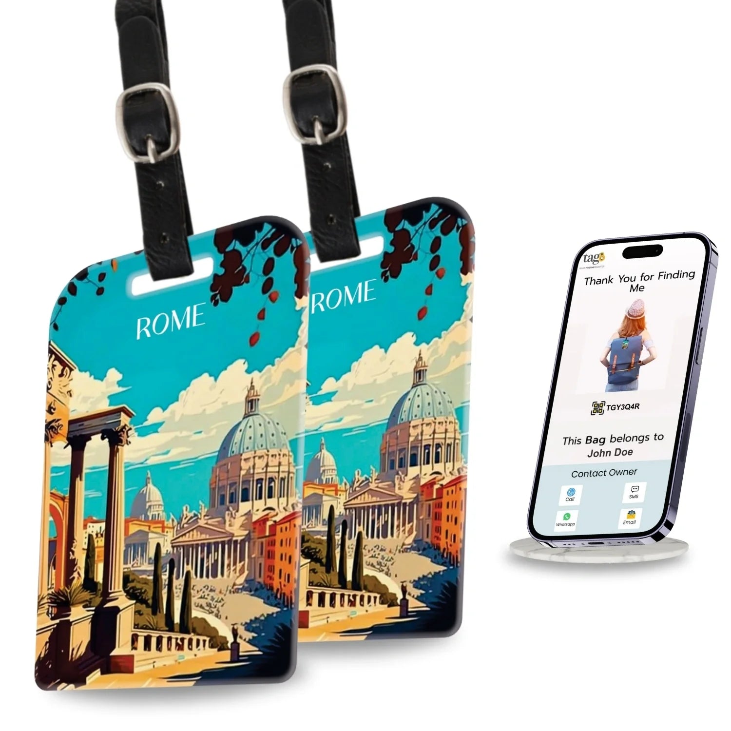 Smart Bag Security Tag - Rome [Pack 2]-0