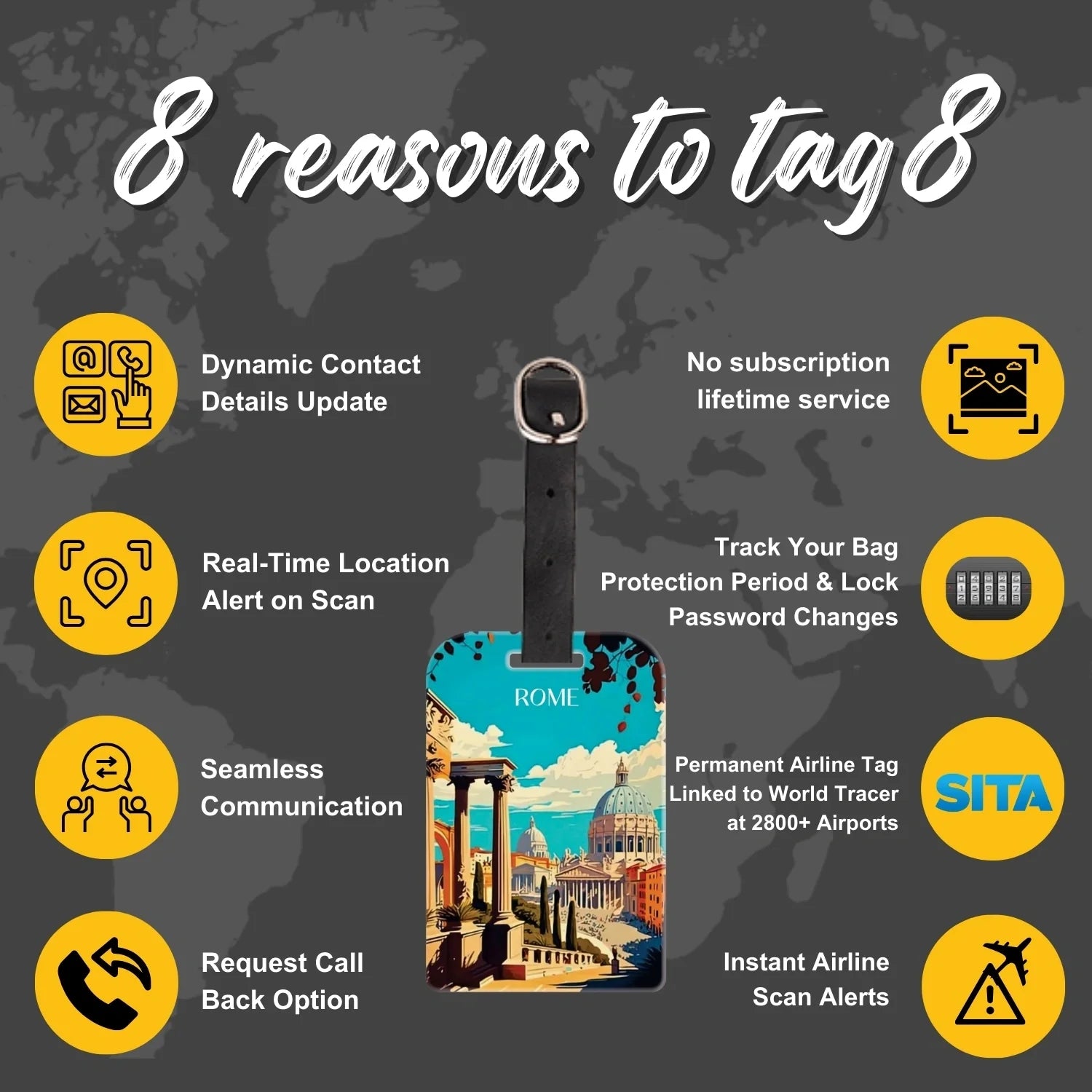 Smart Bag Security Tag - Rome [Pack 2]-3